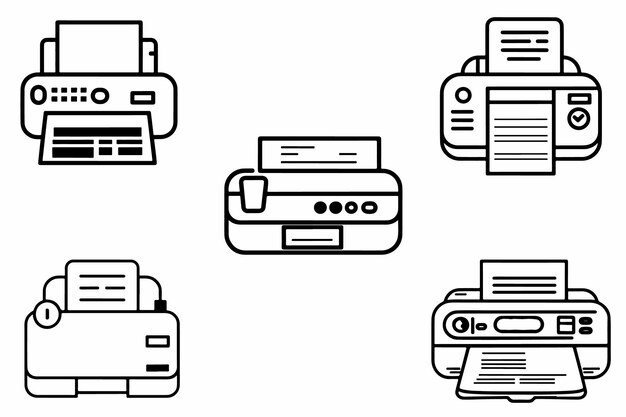 Vector conjunto de íconos de fax conjunto del contorno ilustración vectorial en fondo blanco