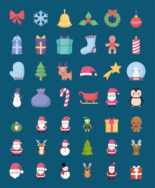 conjunto de iconos de feliz navidad