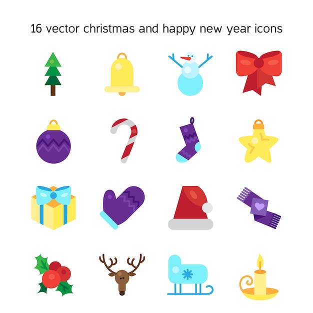 Conjunto de iconos de feliz Navidad