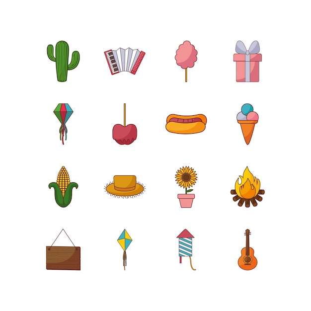 Conjunto de iconos de festival de variedades