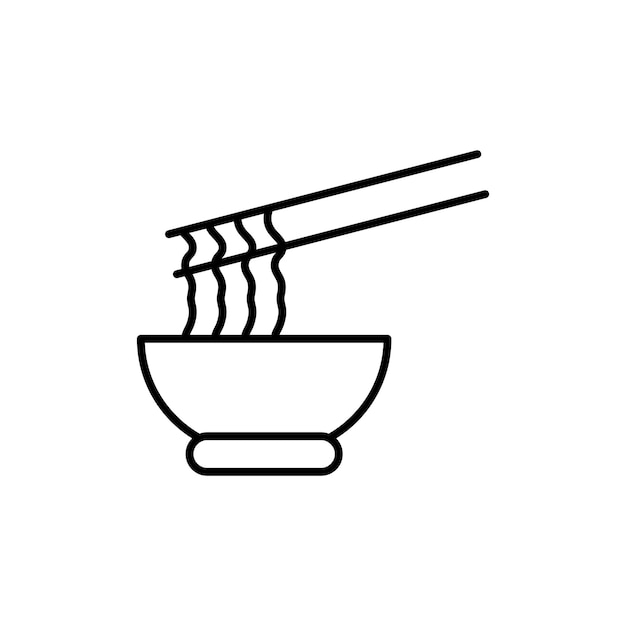 conjunto de iconos de fideos símbolo de espagueti chino símbolo de fideos coreano jajangmyeon símbolo vectorial en negro relleno y estilo delineado