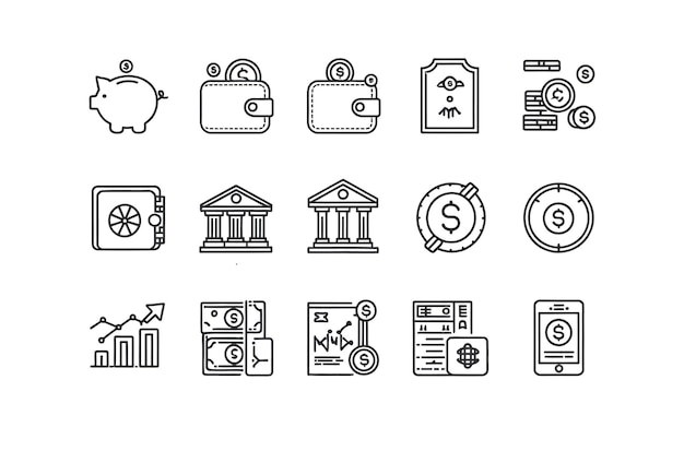 Conjunto de iconos financieros y bancarios