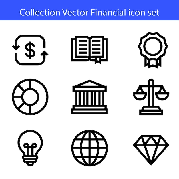conjunto de iconos financieros ilustración de arte vectorial en fondo blanco