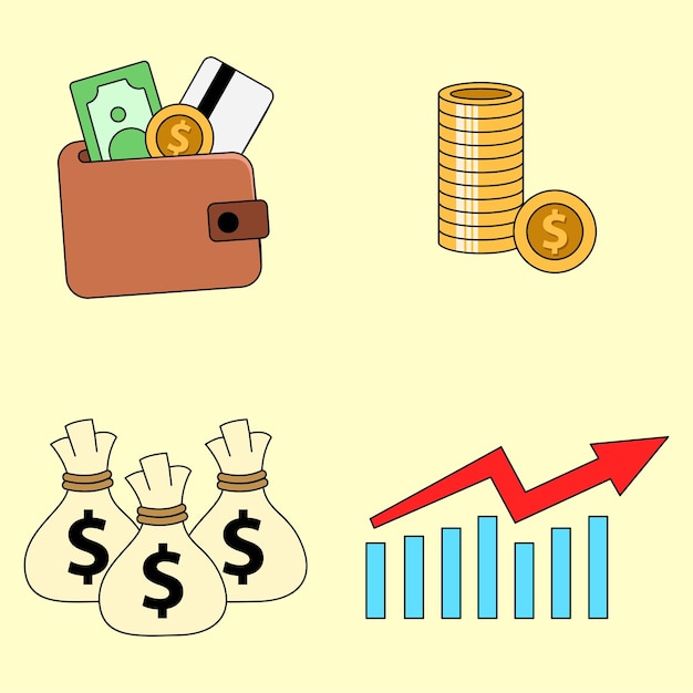 conjunto de iconos de finanzas empresariales