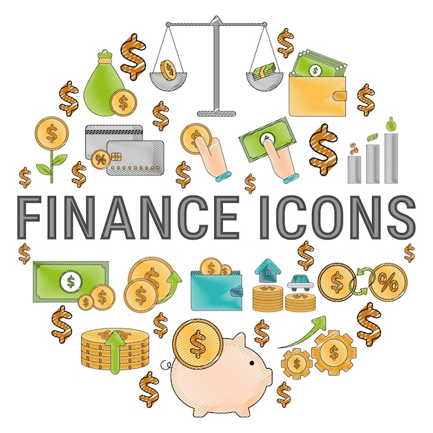 Conjunto de iconos de finanzas Ilustración vectorial