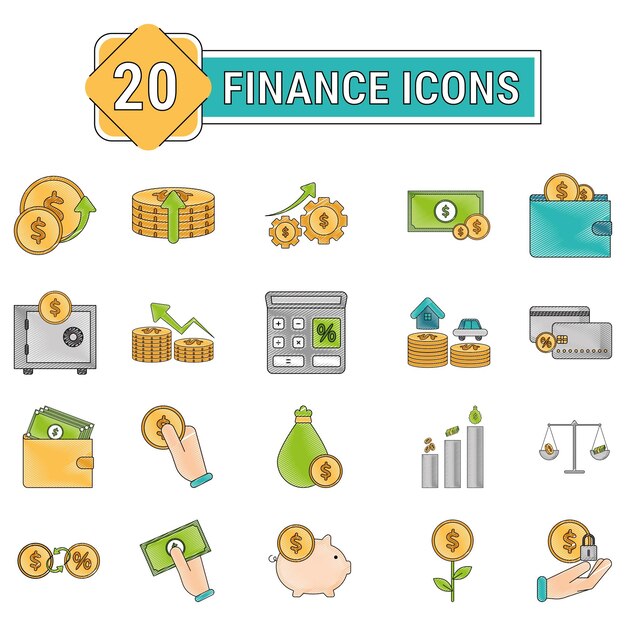 Conjunto de iconos de finanzas Ilustración vectorial