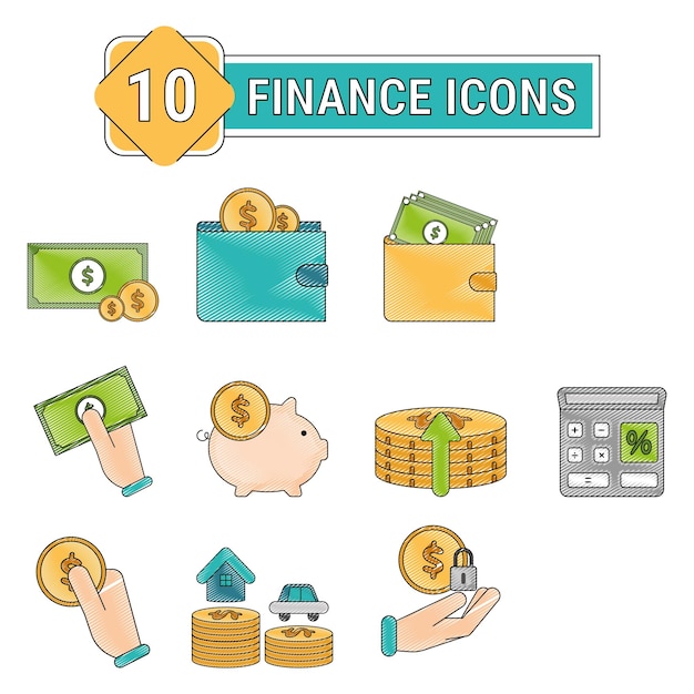 Conjunto de iconos de finanzas Ilustración vectorial