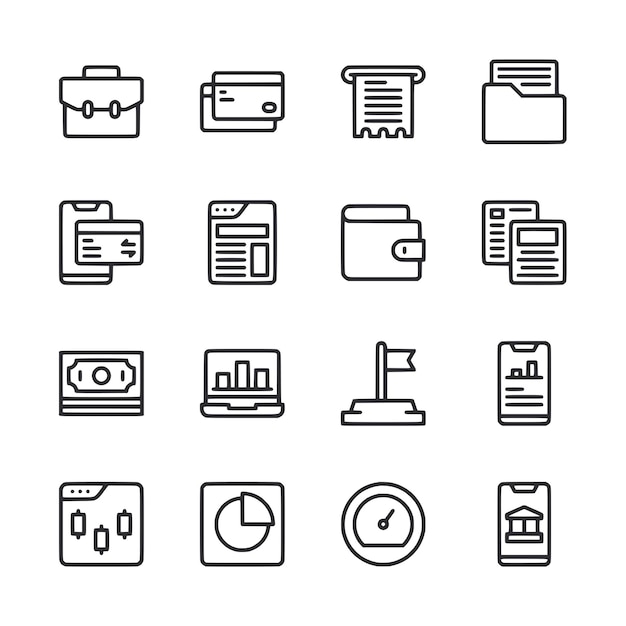 Un conjunto de iconos para finanzas y negocios