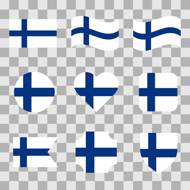 Conjunto de iconos de Finlandia Símbolo nacional aislado en un fondo transparente Ilustración vectorial