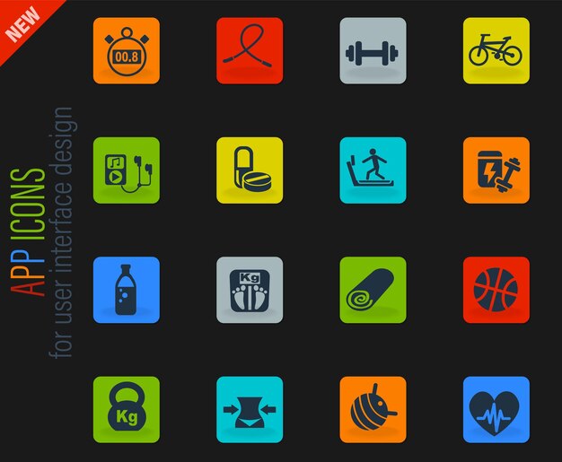 Vector conjunto de iconos de fitness