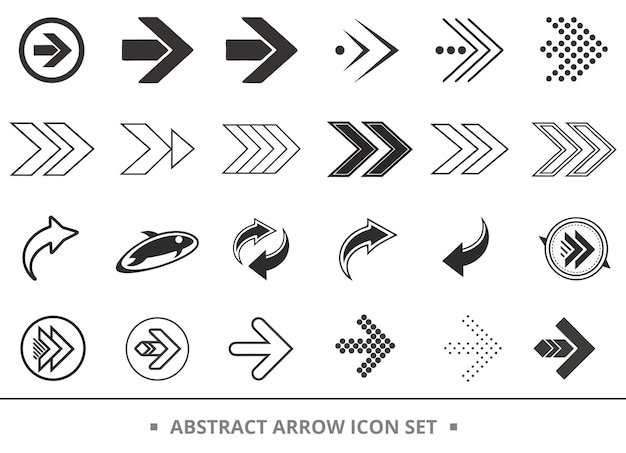 Conjunto de iconos de flecha abstractos para navegación y diseño de interfaz