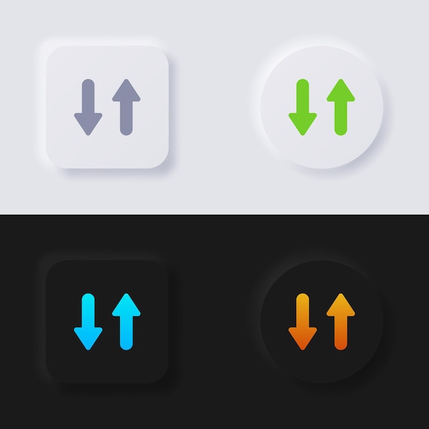Conjunto de iconos de flecha arriba y abajo Botón de neumorfismo multicolor Diseño de interfaz de usuario suave para diseño web Interfaz de usuario de aplicación y más Vector de botón
