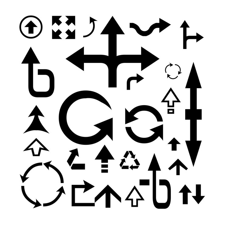 conjunto de iconos de flecha en blanco y negro vector EPS 10