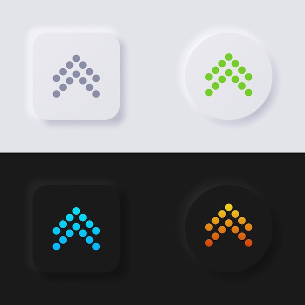 Conjunto de iconos de flecha botón de neumorfismo multicolor diseño de interfaz de usuario suave para la interfaz de usuario de la aplicación de diseño web y más vector de botón