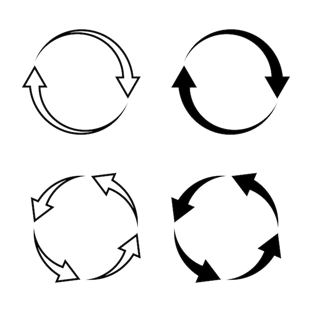 Conjunto de iconos de flecha de círculo vectorial