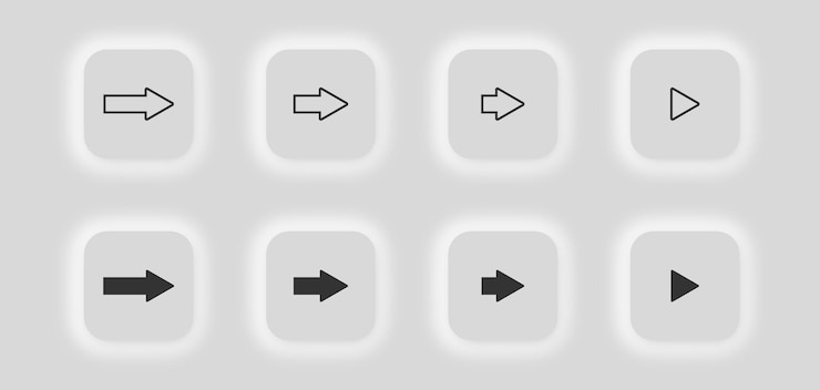 Vector conjunto de iconos de flecha derecha diseño vectorial de punteros