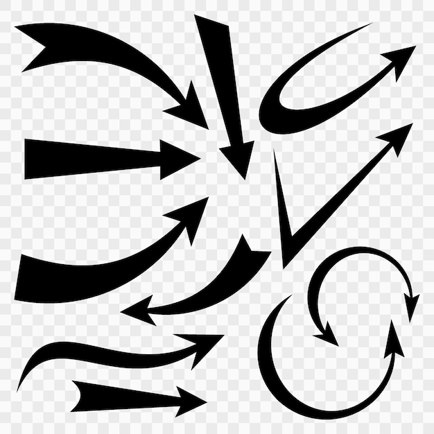 Conjunto de iconos de flecha dibujada a mano Doodle ilustración vectorial