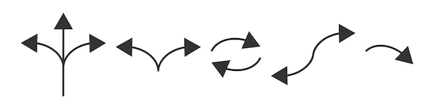Conjunto de iconos de flecha de dirección Camino camino marca ilustración símbolo apuntando camino vector