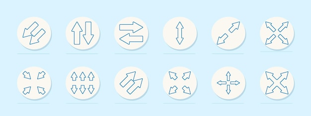 Conjunto de iconos de flecha y dirección Varios símbolos de flecha para el movimiento de navegación y el flujo en temas de diseño e infografía