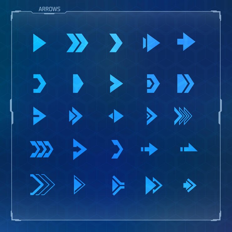 Vector conjunto de iconos de flecha futurista