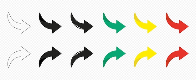 Conjunto de iconos de flecha Gráfico vectorial aislado de flecha Símbolos de flecha de colores