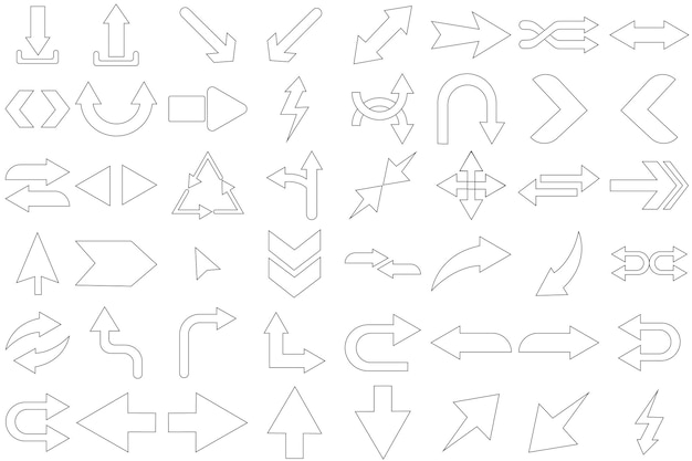 Conjunto de iconos de flecha con iconos de trazo editables
