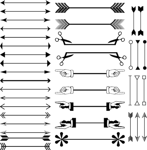 Vector conjunto de iconos de flecha ilustración vectorial diseño plano signo de flecha direccional o diseño de conjunto de iconos