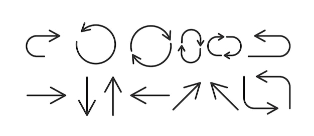 Vector conjunto de iconos de flecha de línea diseño plano de ilustración vectorial