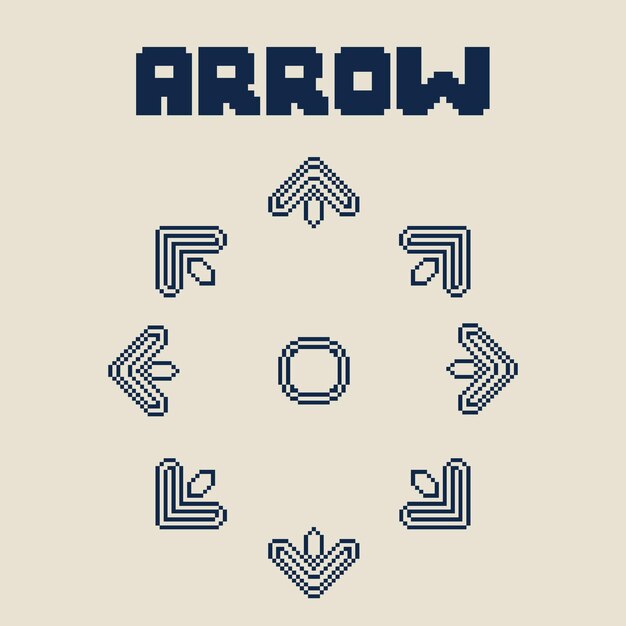 conjunto de iconos de flecha de pixel art