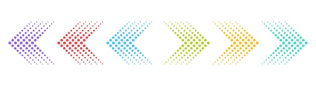 Conjunto de iconos de flecha punteada Elementos aislados de vector de punto degradado