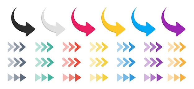 Conjunto de iconos de flecha símbolo de botón de flecha hacia arriba signo de cursor flechas coloridas de diseño moderno