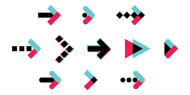 Vector conjunto de iconos de flechas de colores