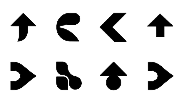Conjunto de iconos de flechas curvas Una colección de flechas Curvas en Negro Perfecto para el diseño gráfico