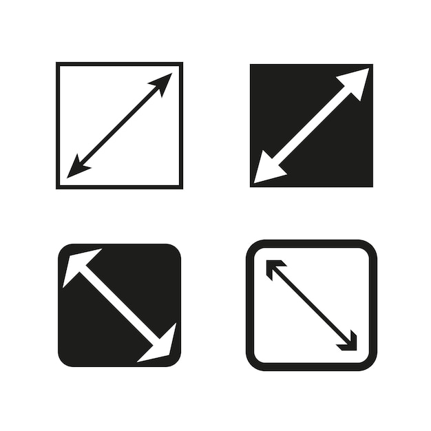 Conjunto de iconos de flechas direccionales Flechas diagonales en cuadrados Símbolos de navegación vectorial