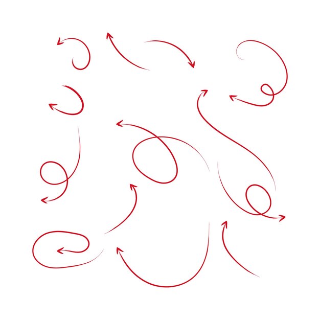 conjunto de iconos de flechas rojas dibujadas a mano