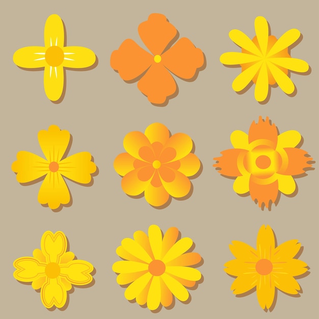 Conjunto de iconos de flor, flor de verano, diseño de vector de ilustración de flores de primavera