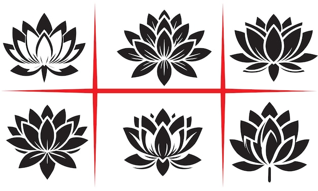 Conjunto de iconos de la flor de loto