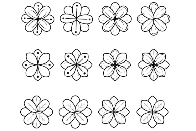 Conjunto de iconos de flor. Pictogramas vectoriales editables aislados en un fondo blanco. símbolo de esquema de moda