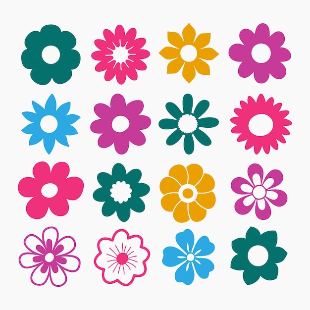 Conjunto de iconos florales de colores