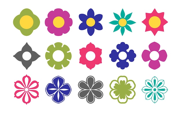 Conjunto de iconos florales de colores