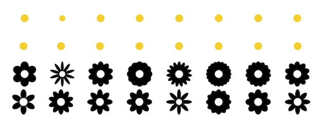 Conjunto de iconos de flores Colección de iconas de flores Estilo plano Ilustración vectorial xA