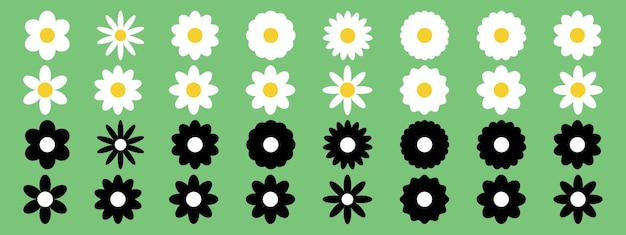 Conjunto de iconos de flores Colección de iconas de flores Estilo plano Ilustración vectorial xA