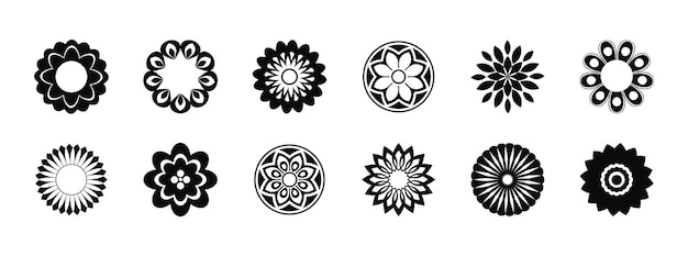 Conjunto de iconos de flores Flores aisladas en un fondo transparente Flores en una forma moderna y simple