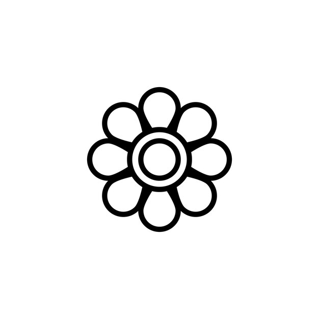 Conjunto de iconos de flores Hibisco de flor de primavera en un estilo de relleno y contorno negro Signo de flor de cerezo