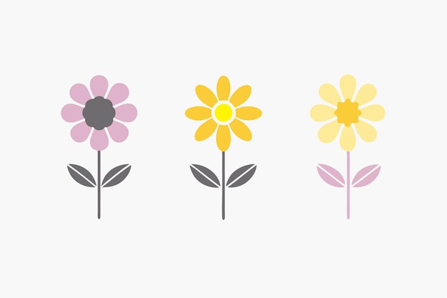 Conjunto de íconos de flores minimalistas sobre un fondo blanco