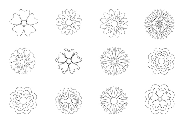 Conjunto de iconos de flores Pictogramas vectoriales editables aislados en un fondo blanco Símbolos de contorno de moda para aplicaciones móviles y diseño de sitios web Paquete premium de iconos en estilo de línea de moda