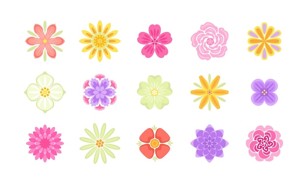 Vector conjunto de iconos de flores planas abstractas