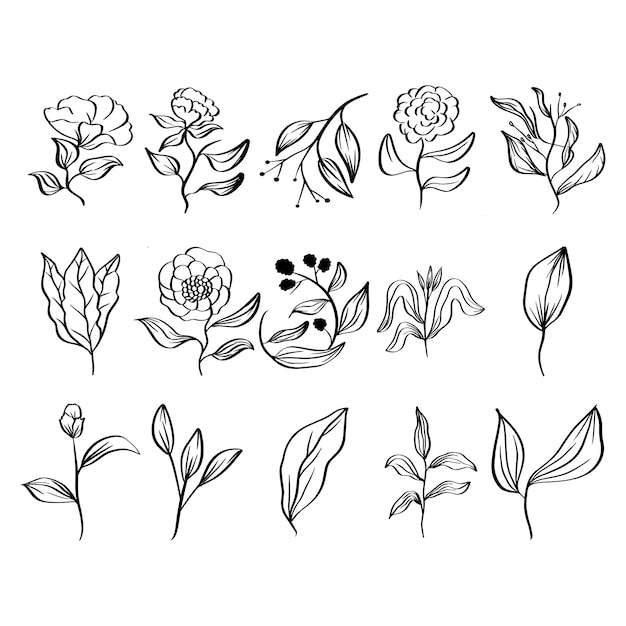 conjunto de iconos de flores