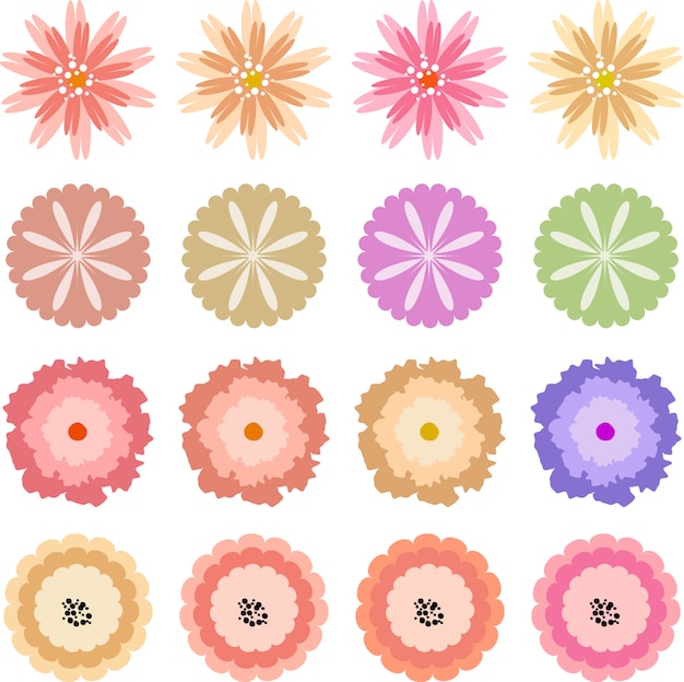 Vector conjunto de iconos de flores