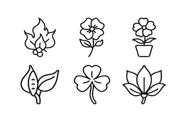 conjunto de iconos de flores